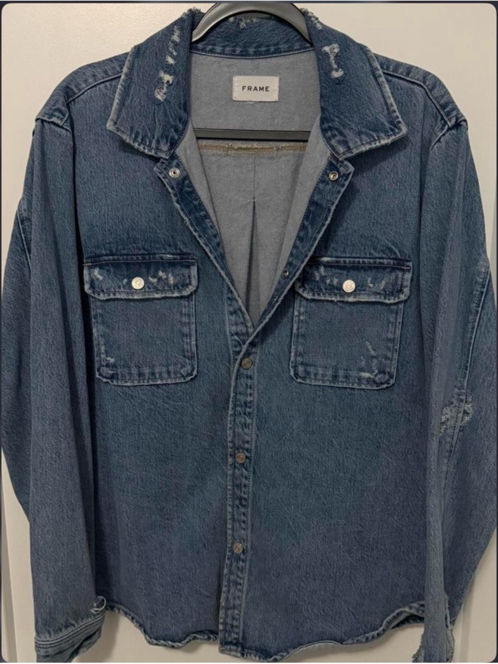 Frame Denim Men's Long Sleeve Denim Shirt Jacket - Dark Blue